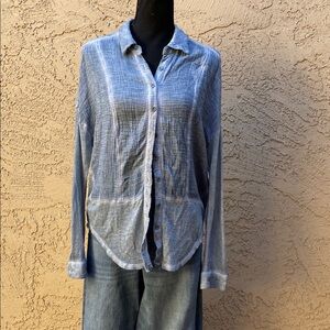 Free People Blue Button Down Shirt